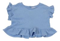 Světlemodrá vzorovaná crop peplum halenka Matalan