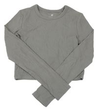 Sivé rebrované crop tričko H&M