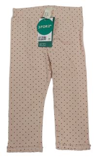 Nové - Světlerůžové puntíkaté capri legíny H&M