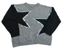 Sivo-čierny melírovaný sveter s hviezdičkami s flitrami F&F