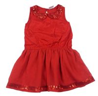 Červené slávnostné šaty s flitrami a golierikom Next