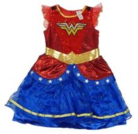 Kockovaným - Cobaltovoě modro-červeno-zlaté šaty s flitrami a hvězdičkami - Wonder Woman Tu