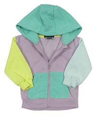 Světlefialovo-citronovo-svetlomodrá prepínaci mikina s kapucňou zn. PRIMARK