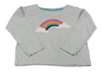 Šedé melírované oversize triko s duhou a obláčky frugi