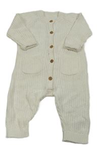 Biely rebrovaný svetrový overal George