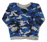 Modro-čierno-sivá army melírovaná mikina Matalan