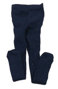 Tmavomodré rebrované pančuchy