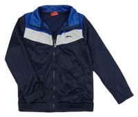 Tmavomodro-bielo-modrá prepínaci športová mikina s logom Slazenger