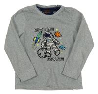 Šedá melírovaná fleecová pyžamová mikina s kosmonautem PRIMARK