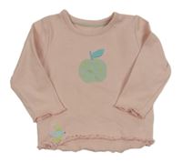 Svetloružové tričko s jablíčkem a vtáčikom George