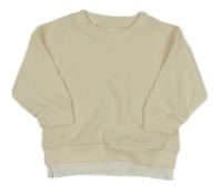 Smotanová rebrovaná mikina so všitým trikem