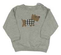 Sivý melírovaný sveter s psíkom H&M