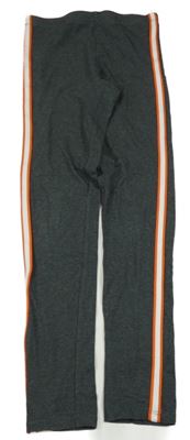 Tmavošedé melírované legíny s pruhy