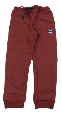 Vínové melírované teplé tepláky s nášivkou Kids