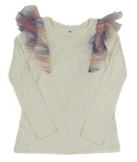 Bílé triko s tylovými volánky H&M