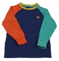 Tmavomodro-červeno-zelené melírované mikinotriko s dinosaurom Next