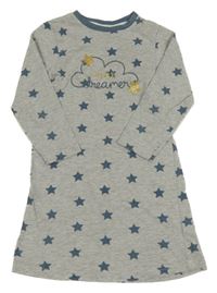 Šedo-modrošedá melírovaná noční košile s hvězdičkami a obláčkem 