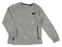 Sivá melírovaná skvrnitá mikina s nášivkou