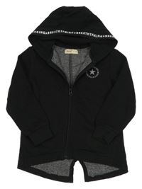 Čierna prepínaci mikina s nápismi a hviezdičkou a kapucňou silversun