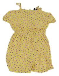 Žlutý letní overal s kytičkami New Look