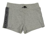 Sivo-čierne melírované teplákové kraťasy s nápismi C&A