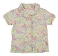 Bílý kytičkovaný pyžamový kabátek F&F