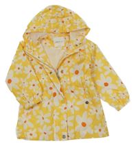 Žluto-bílá květovaná šusťáková jarní parka s kapucí Next