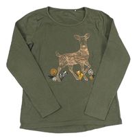 Khaki tričko so srnkou Yigga