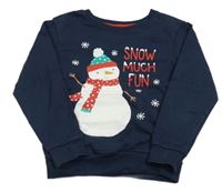 Tmavomodrá mikina so sněhulákem