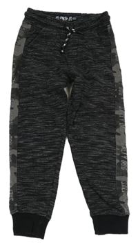 Čierne melírované tepláky s army pruhom