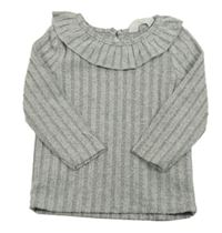 Sivé melírované rebrované úpletové tričko s golierikom Primark