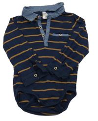 Tmavomodro-hnědé pruhované polo body H&M