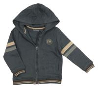 Tmavošedá propínací mikina s nášivkou a kapucí Nutmeg