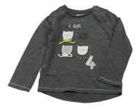 Tmavosivé melírované tričko s mačkami Next