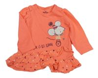 Neonově oranžové triko s myškou Topomini