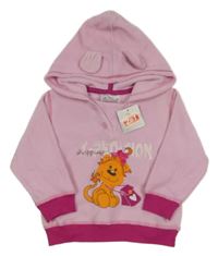 Nové - Růžová fleecová mikina s lvem a kapucí