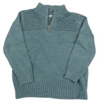 Zelený sveter s žebrováním Okaidi