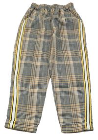 Čierno-bielo-medové kockované nohavice s pruhmi Reserved