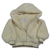 Krémová kožešinová podšitá bunda s kapucí Primark