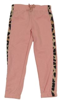 Ružové tepláky so vzorovaným pruhom