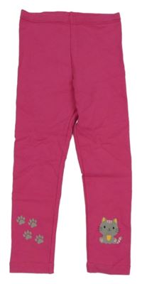 Fuchsiové teplákové legíny s mačkou