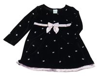 Čierne zamatové šaty s mašľami