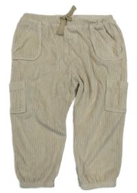 Béžové žebrované sametové tepláky s kapsami M&S