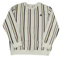 Bielo-čierno-marhuľová pruhovaná mikina s nášivkou Shein