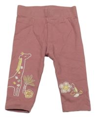 Staroružové legíny s žirafou a kvetmi Nutmeg