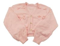 Ružový prepínaci crop sveter s mašľami Shein