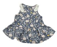 Tmavomodré květované bavlněné šaty Savannah