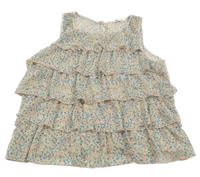 Bílo-modro-oranžový květovaný vrstvený top H&M