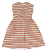 Bielo-oranžovo-hnedé pruhované šaty s prestrihom Garcia