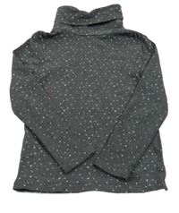 Tmavosivý melírovaný rolák so srdiečkami Tex